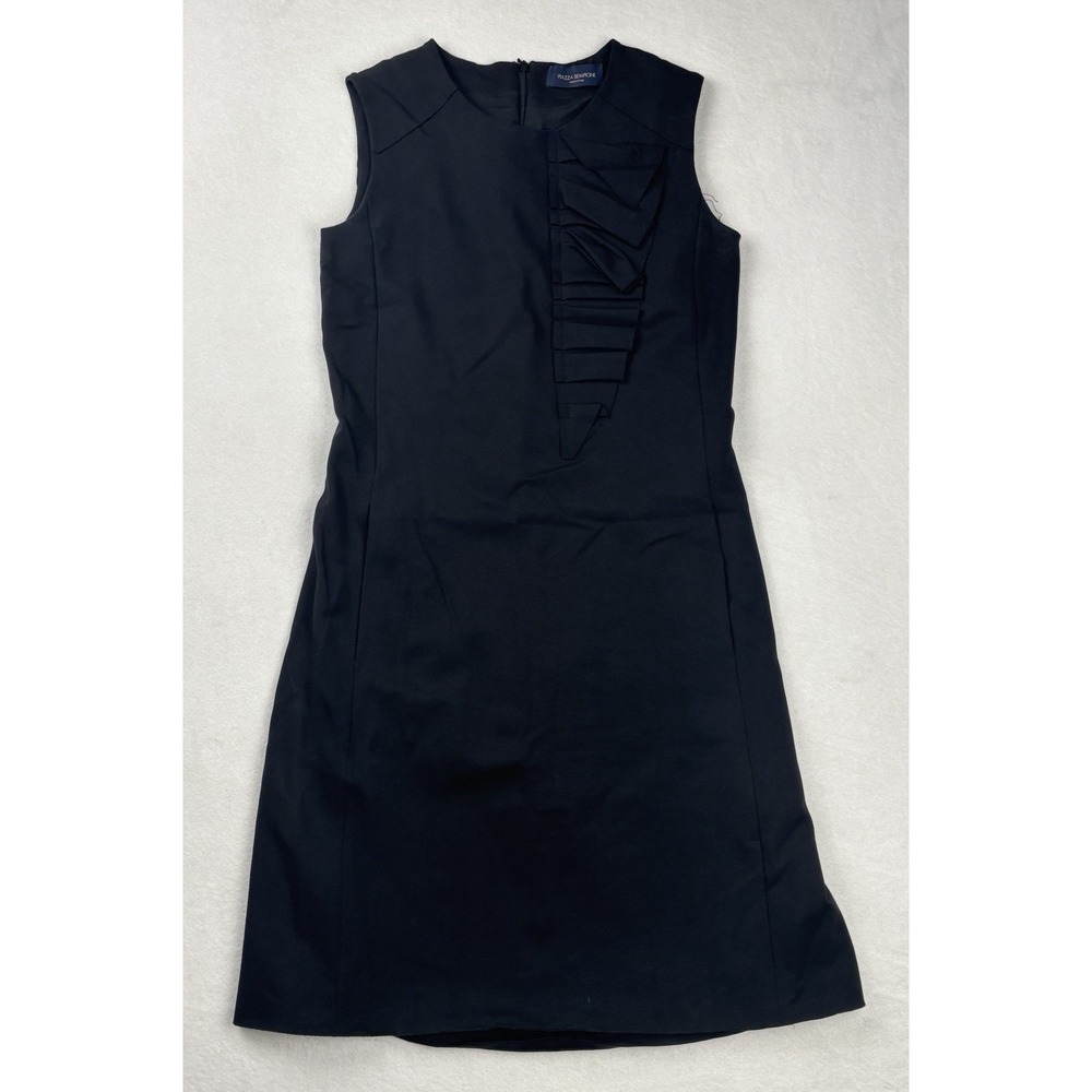 Piazza Sempione Black Sleeveless Sheath Dress IT 38 Made In Italy Ruffle